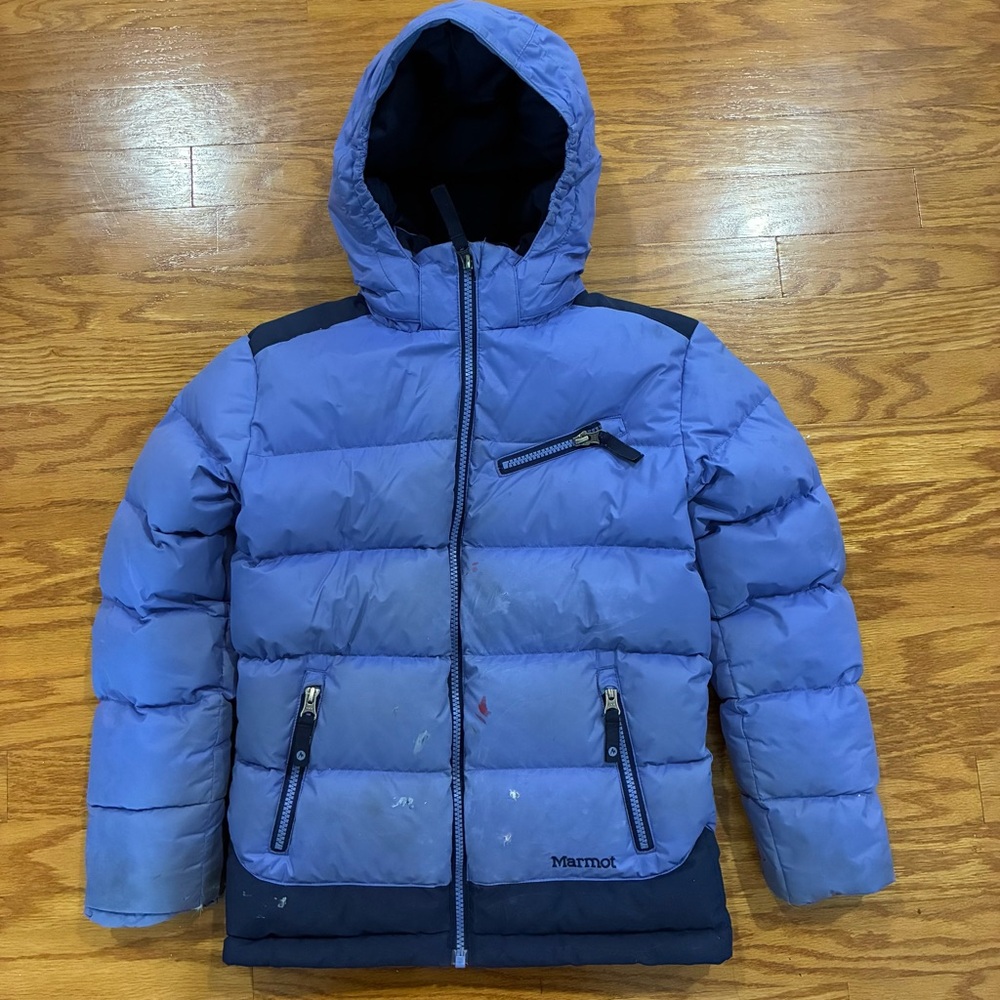 Marmot Girl’s 700 Fill Down Two-Tone Blue Puffer Jacket